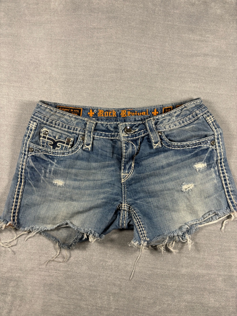 Rock Revival Distressed Light Blue Denim Shorts